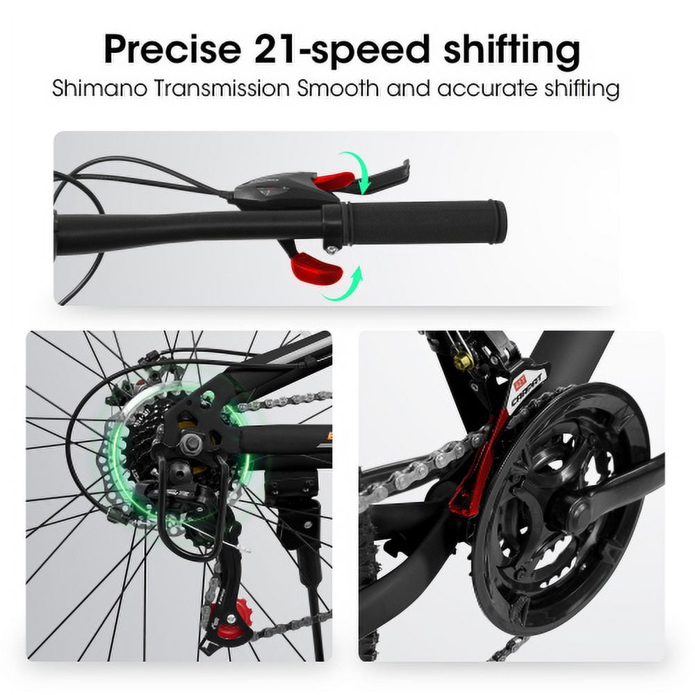 FUPOJH 26" Foldable Mountain Bike for Men & Women,21-Speed,Dual Disc Brakes,Dual Suspension