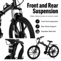 FUPOJH-801 26" Folding Bike 21-Speed Dual Disc Brake | 26 Inch Bike Foldable Bike for Adults Suspension | Outroad Mountain Bike Gravel Bike Bicycle for Adults Commute Off-Road