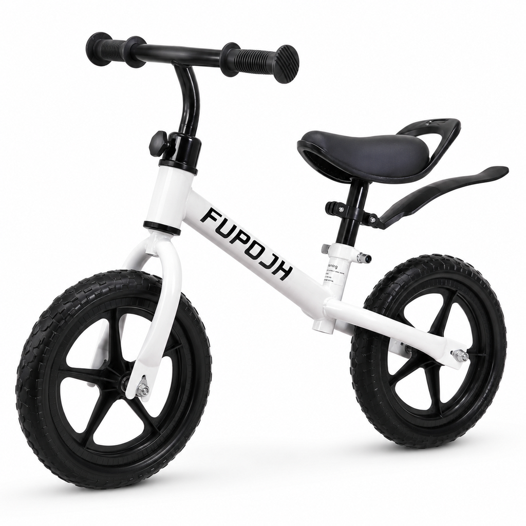 FUPOJH 12" Balance Bike for Toddlers | Adjustable Seat & Handlebar Tool-Free Design | EVA Silent Puncture-Proof Tires | Indoor Outdoor Balance Training