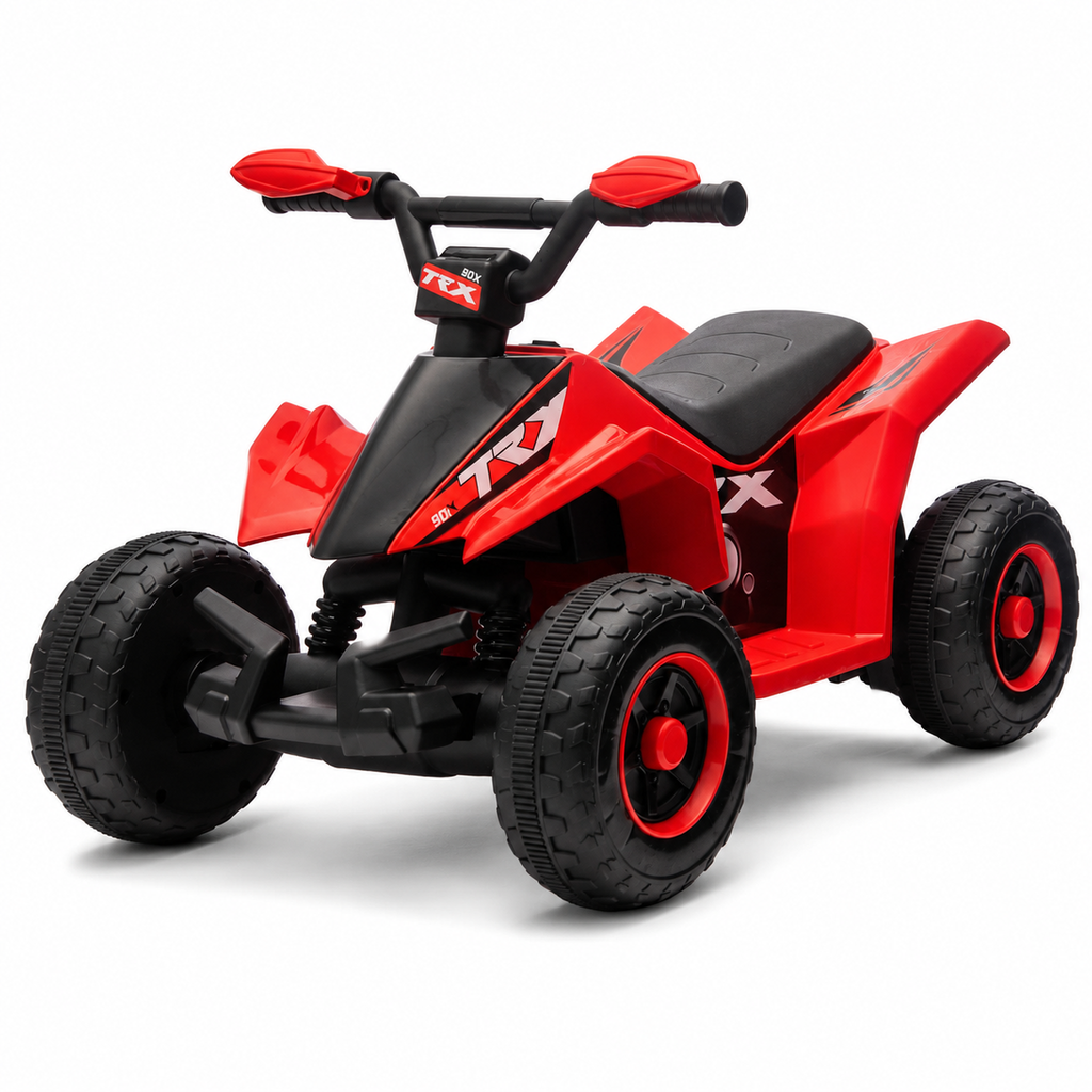 FUPOJH 6V Kids ATV Quad Ride-On | 4-Wheel Anti-Slip Deep Tread Tires | LED Headlights Music Sound Effects | Forward Reverse Pedal Control Indoor Outdoor