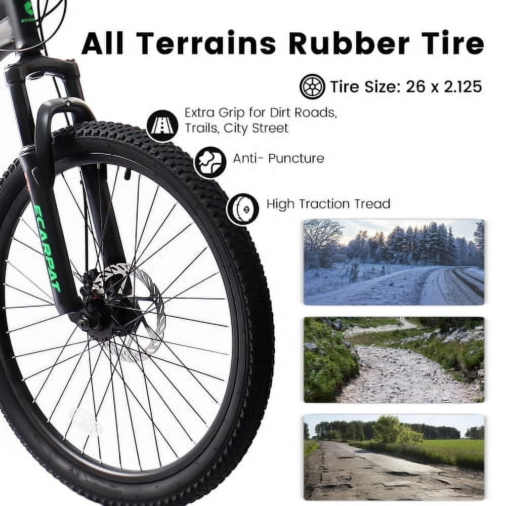 FUPOJH 26" Full Suspension Mountain Bike,21-Speed,Disc Brakes,250lb,Adult Unisex All-Terrain Bike