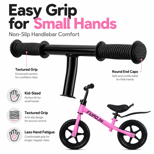 FUPOJH 12" Toddler Bike | Balance Bike | Adjustable Seat Handlebar Tool-Free | EVA Silent Tires | Kids Bike & Bikes Indoor Outdoor