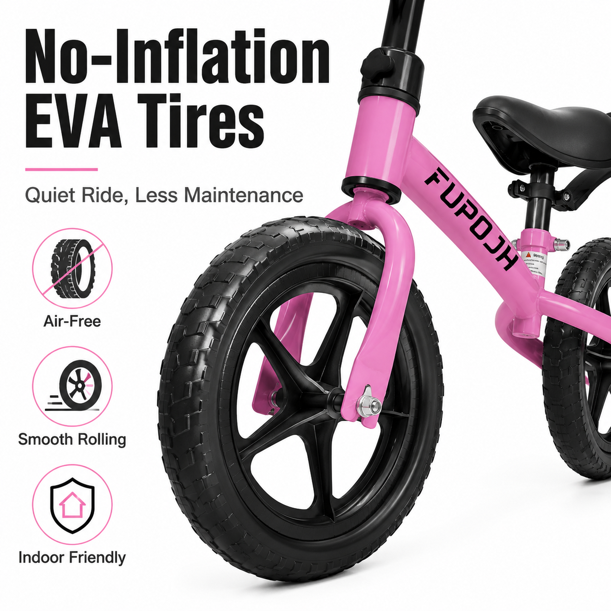 FUPOJH 12" Toddler Bike | Balance Bike | Adjustable Seat Handlebar Tool-Free | EVA Silent Tires | Kids Bike & Bikes Indoor Outdoor