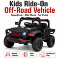 FUPOJH 12V Electric Ride-On Car for Kids | 2.4G Parental Remote Dual Motor 4WD | Bluetooth Music 4-Wheel Suspension | Soft Start All-Terrain Outdoor