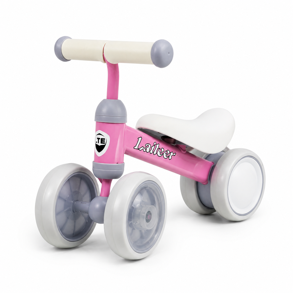 FUPOJH 4-Wheel Toddler Balance Bike with LED Light-Up Wheels | Thickened Steel Frame 135° Anti-Tip | PU+EVA Comfort Seat | Indoor Outdoor Riding
