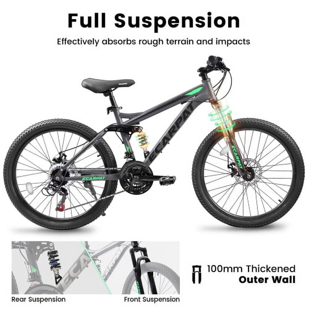 FUPOJH 26" Full Suspension Mountain Bike,21-Speed,Disc Brakes,250lb,Adult Unisex All-Terrain Bike