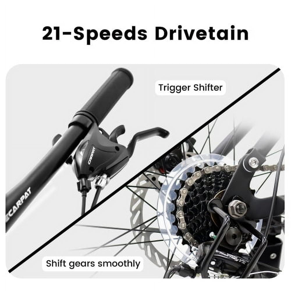 FUPOJH 26" Full Suspension Mountain Bike,21-Speed,Disc Brakes,250lb,Adult Unisex All-Terrain Bike