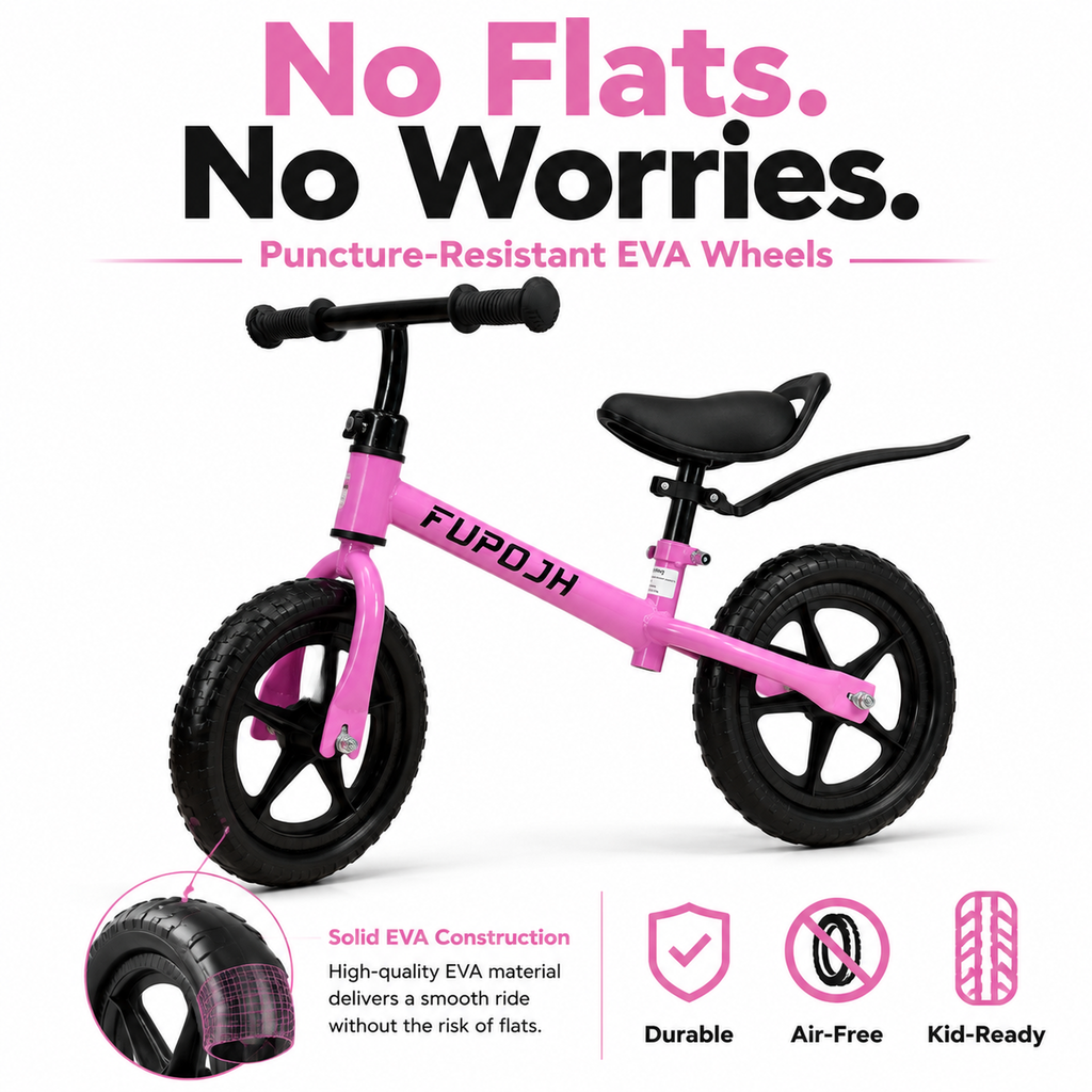 FUPOJH 12" Toddler Bike | Balance Bike | Adjustable Seat Handlebar Tool-Free | EVA Silent Tires | Kids Bike & Bikes Indoor Outdoor