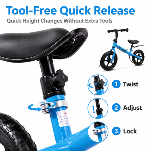 FUPOJH 12" Toddler Bike | Balance Bike | Adjustable Seat Handlebar Tool-Free | EVA Silent Tires | Kids Bike & Bikes Indoor Outdoor