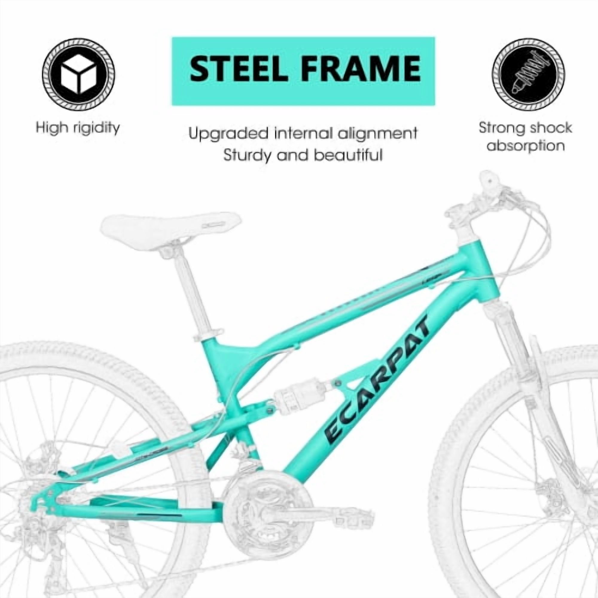 FUPOJH 26" Adult Mountain Bike,21-Speed,Dual Disc Brakes,Full Suspension,All-Terrain