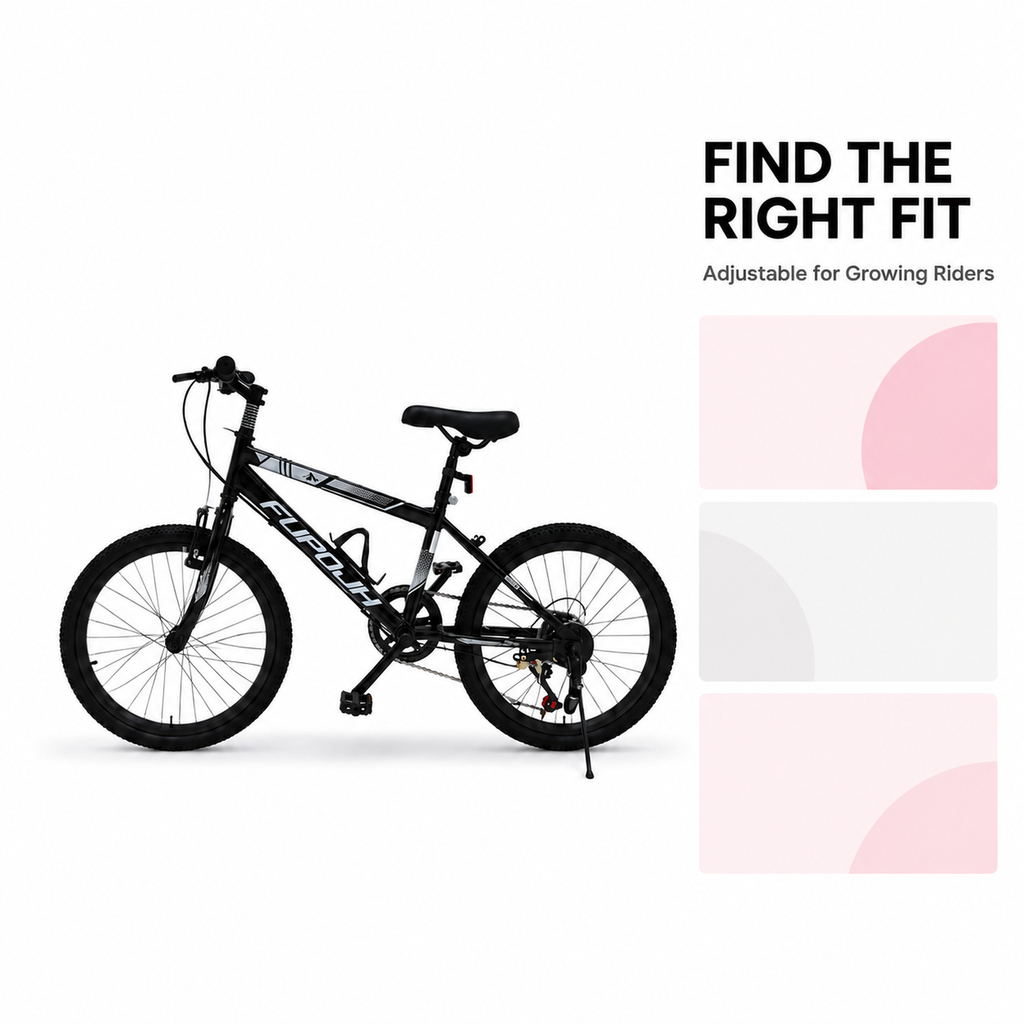 FUPOJH 24" Bike 7-Speed V-Brake | Mountain Bike Anti-Slip Off-Road Tires | Bicycle for Kids Adjustable Seat All-Terrain Outdoor Riding