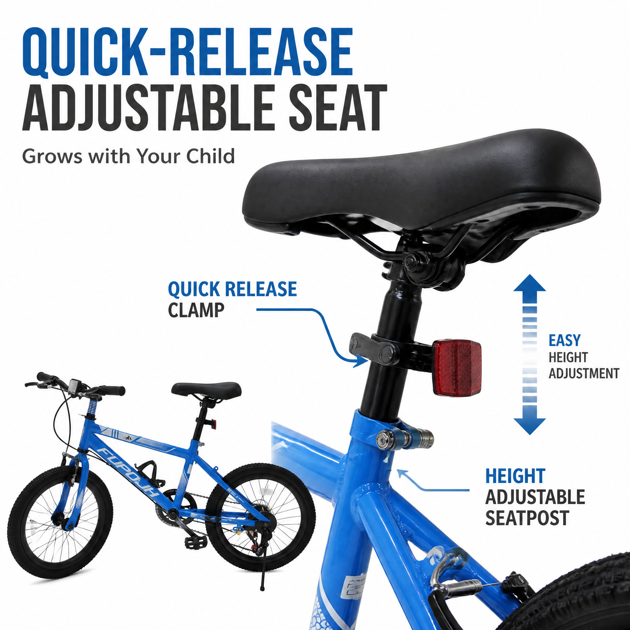 FUPOJH 24" Bike 7-Speed V-Brake | Mountain Bike Anti-Slip Off-Road Tires | Bicycle for Kids Adjustable Seat All-Terrain Outdoor Riding