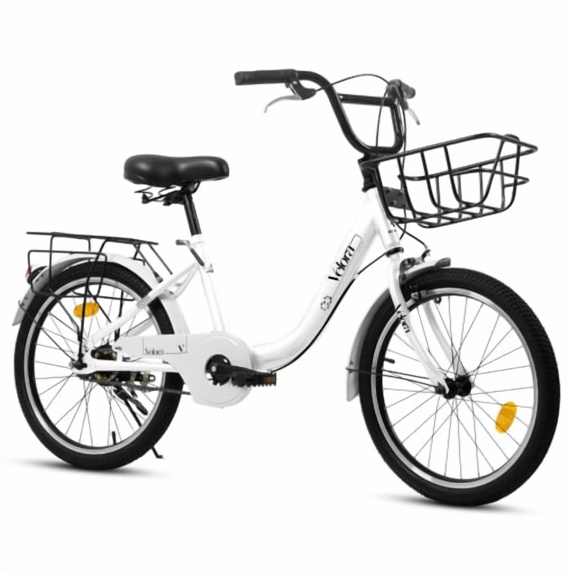 FUPOJH 20 Inch Kids Bike with Basket & Rear Rack, Unisex,Coaster & V-Brakes,Lightweight Steel Frame,Ages 8-12