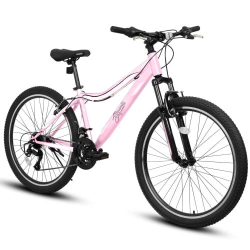 FUPOJH 24-Inch Women's Mountain Bike, 21-Speed, Front Suspension, Dual V-Brakes, 80% Pre-Assembled Adult Trail Bike