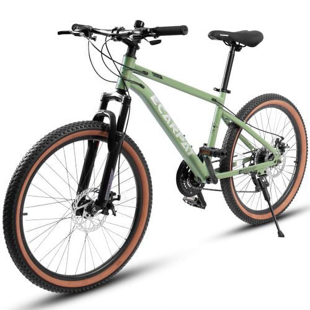 FUPOJH 24" Youth Mountain Bike, 21-Speed, Disc Brakes, High-Carbon Steel Frame, Durable Outdoor Bike