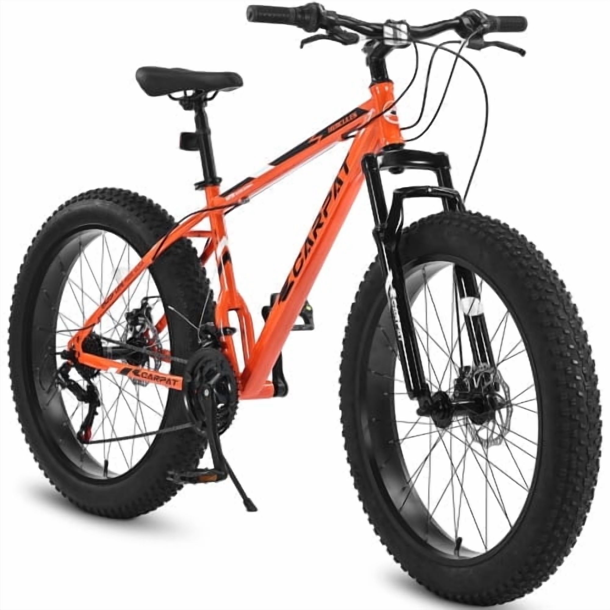 FUPOJH 26" Fat Tire All-Terrain Bike:Shimano 21-Speed,Dual Disc Brakes,for Teens & Adults