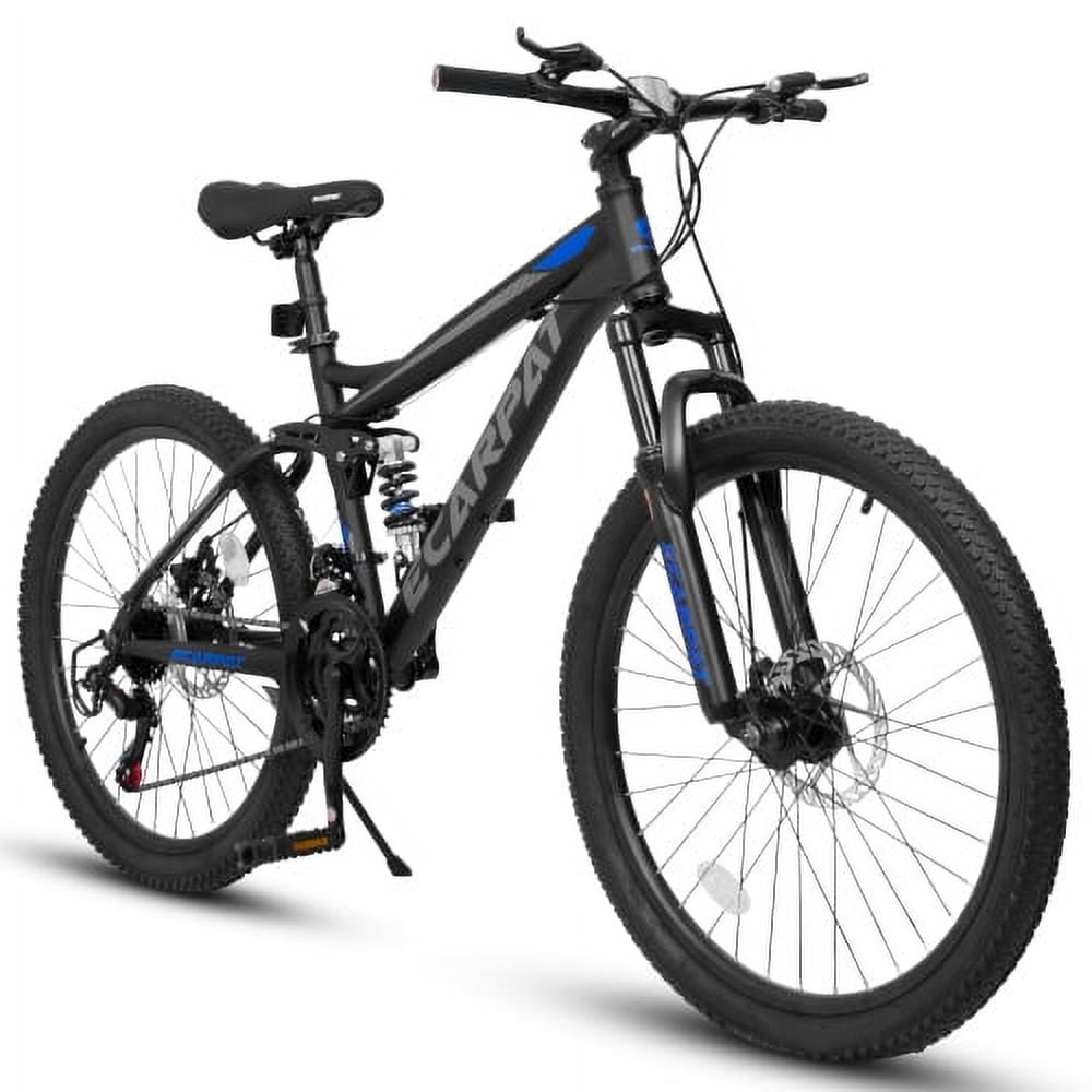 FUPOJH 26" Full Suspension Mountain Bike,21-Speed,Disc Brakes,250lb,Adult Unisex All-Terrain Bike