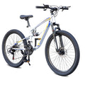 FUPOJH 26 Inch Mountain Bike,Full Suspension Adult Mountain Bike,21-Speed,All-Terrain,Dual Disc Brakes,Alloy Rims