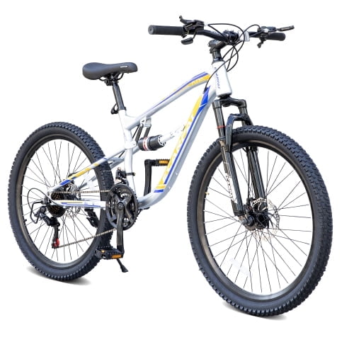 FUPOJH 26 Inch Mountain Bike,Full Suspension Adult Mountain Bike,21-Speed,All-Terrain,Dual Disc Brakes,Alloy Rims
