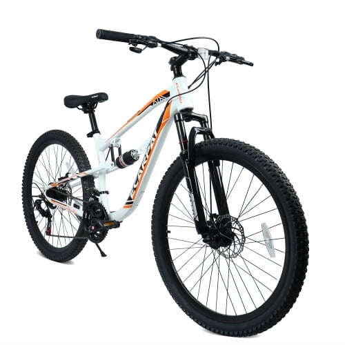 FUPOJH 26 Inch Mountain Bike,Full Suspension Adult Mountain Bike,21-Speed,All-Terrain,Dual Disc Brakes,Alloy Rims