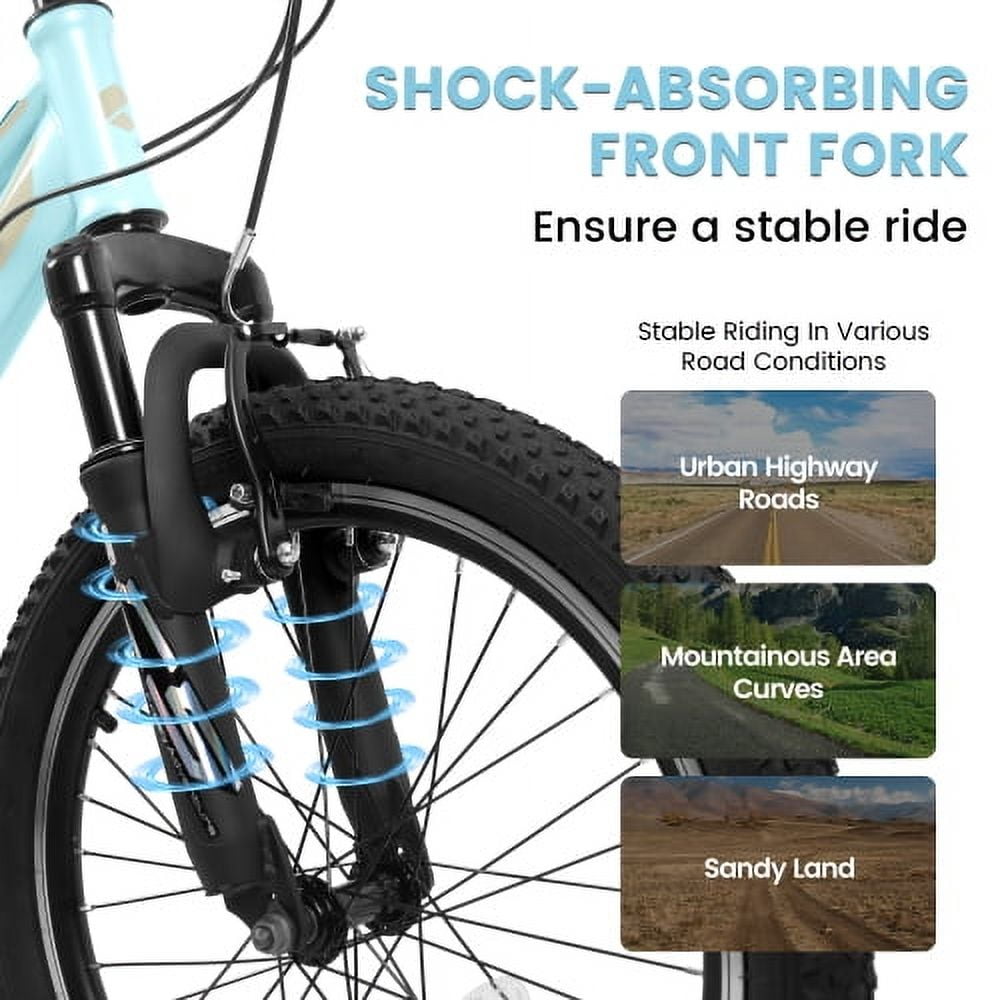 FUPOJH 20 Inch Kids Mountain Bike,Boys Bicycle Ages 8-12,7-Speed Shock Absorbing,V-Brakes