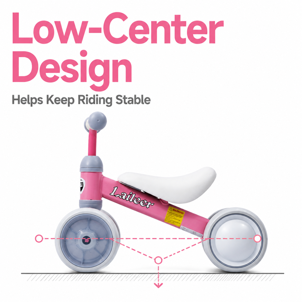 FUPOJH 4-Wheel Toddler Balance Bike with LED Light-Up Wheels | Thickened Steel Frame 135° Anti-Tip | PU+EVA Comfort Seat | Indoor Outdoor Riding