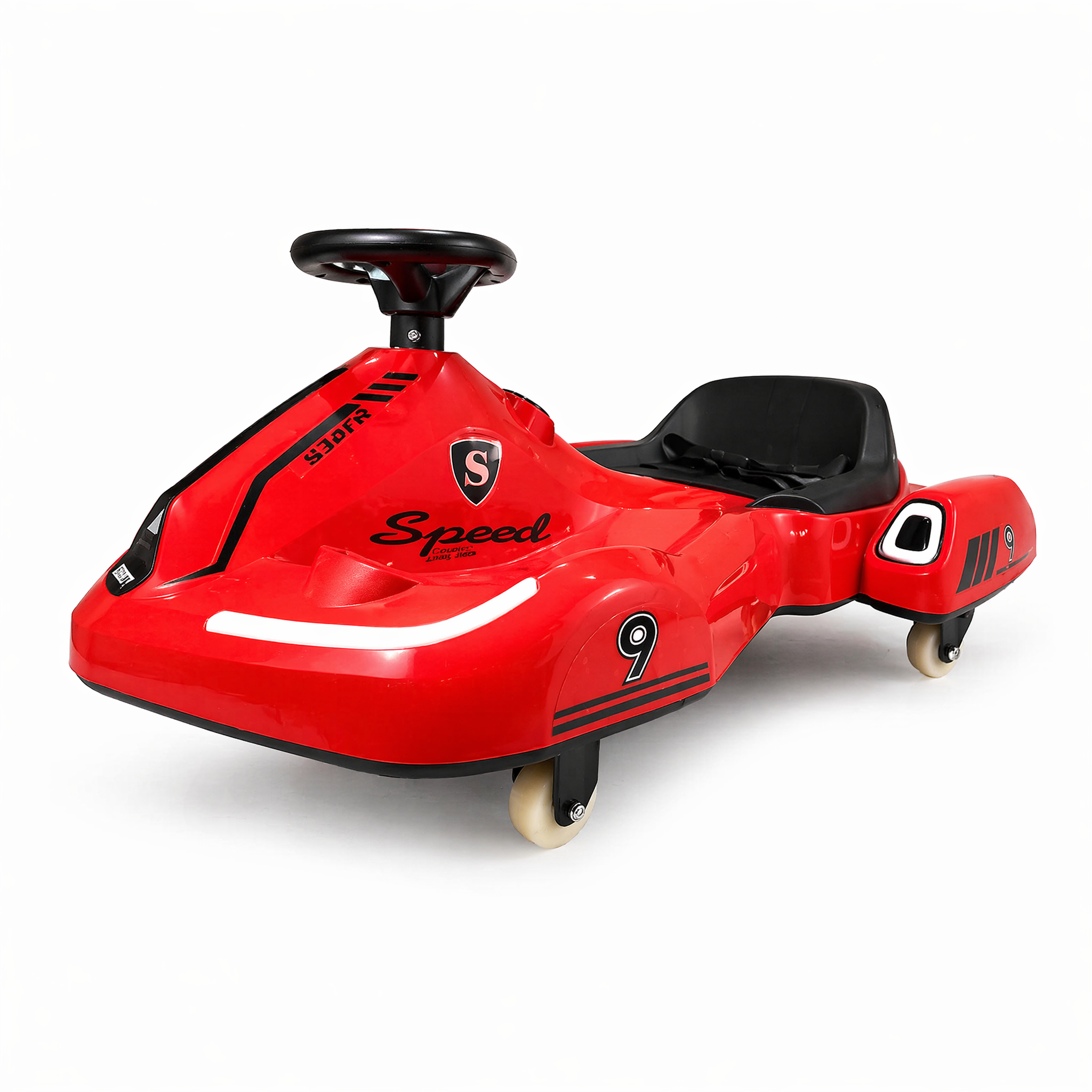 FUPOJH Electric Drift Car 12V 360° Spin | Dual Mode Electric + Manual Ride | Bluetooth Music Spray LED Light Wheels | 550 Motor Dual Speed Indoor Outdoor