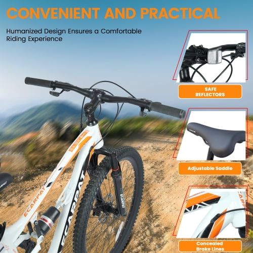 FUPOJH 26 Inch Mountain Bike,Full Suspension Adult Mountain Bike,21-Speed,All-Terrain,Dual Disc Brakes,Alloy Rims