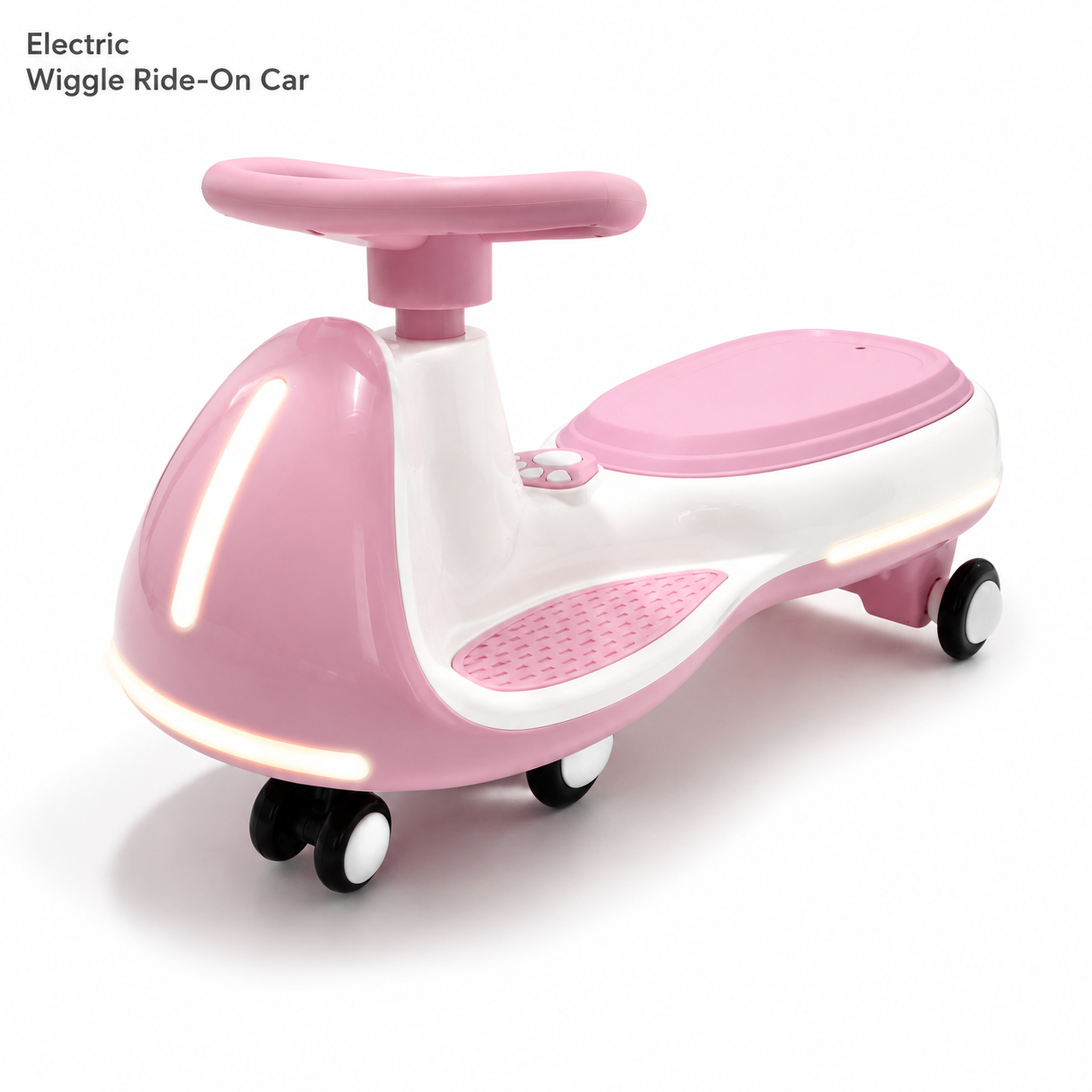FUPOJH Electric Twist Car 12V for Kids | Dual Mode Electric + Manual Ride | Bluetooth Music Built-In Speaker LED Light Wheels | Soft Start Outdoor