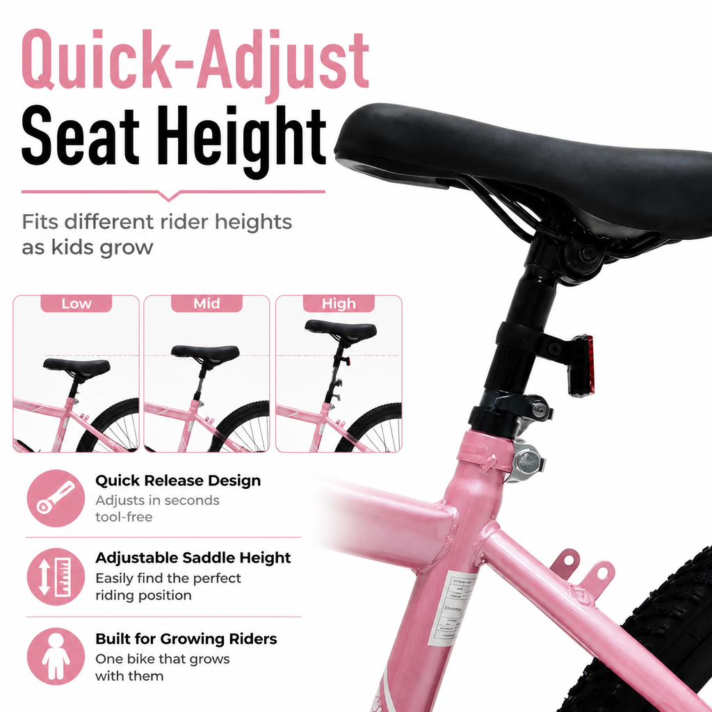 FUPOJH 24" Bike 7-Speed V-Brake | Mountain Bikes 24 Inch Bike Anti-Slip Off-Road Tires | Bicycle for Kids Adjustable Seat All-Terrain Outdoor Riding