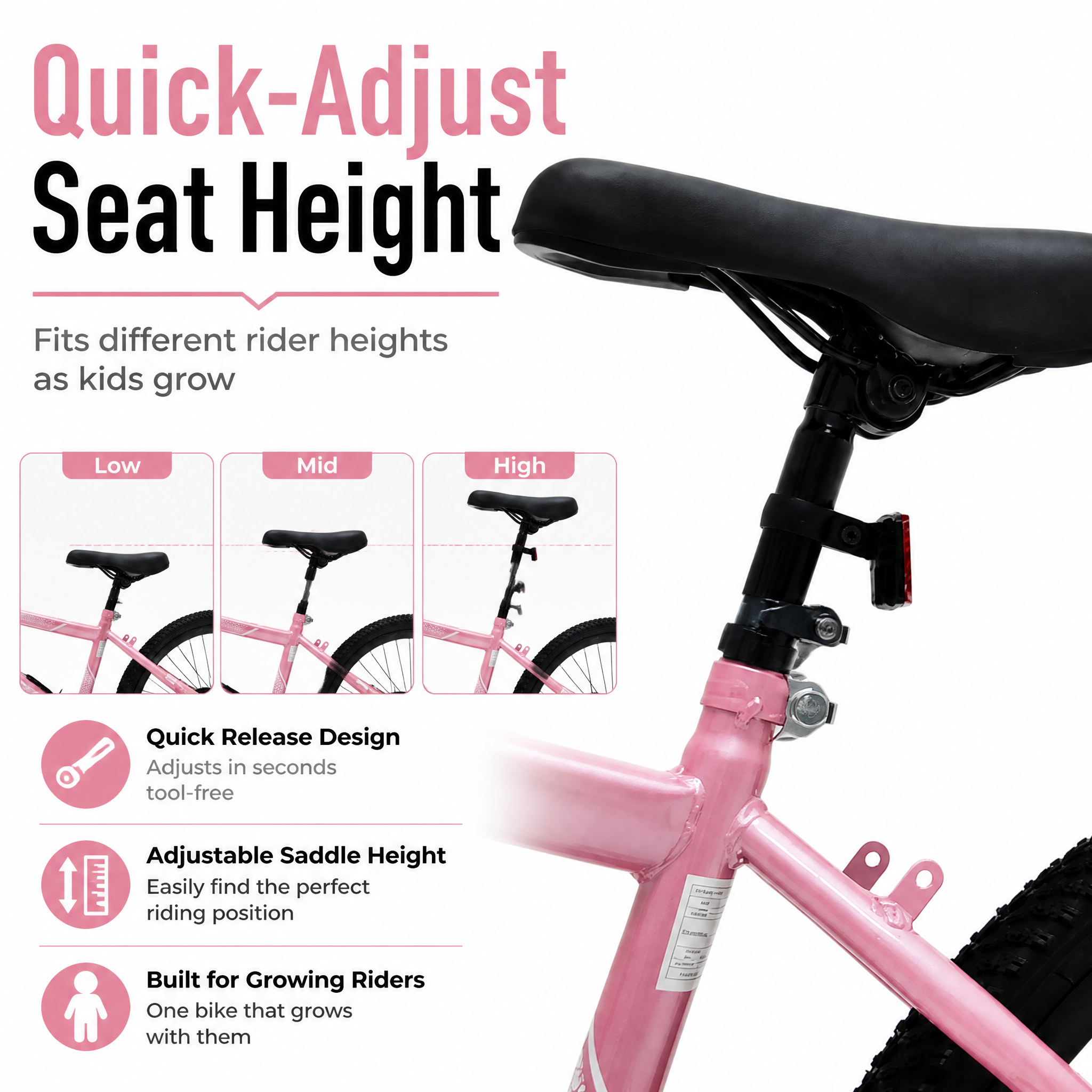 FUPOJH 24" Bike 7-Speed V-Brake | Mountain Bikes 24 Inch Bike Anti-Slip Off-Road Tires | Bicycle for Kids Adjustable Seat All-Terrain Outdoor Riding