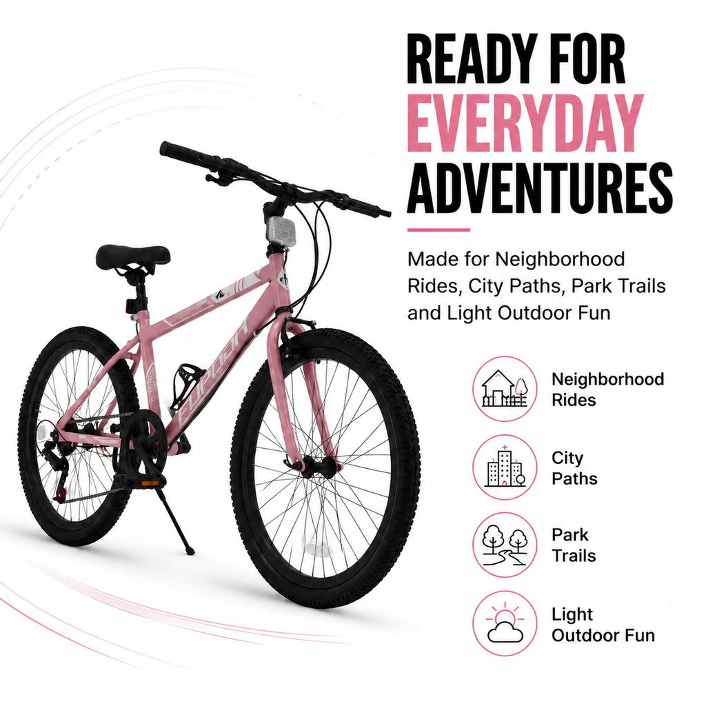 FUPOJH 24" Bike 7-Speed V-Brake | Mountain Bikes 24 Inch Bike Anti-Slip Off-Road Tires | Bicycle for Kids Adjustable Seat All-Terrain Outdoor Riding
