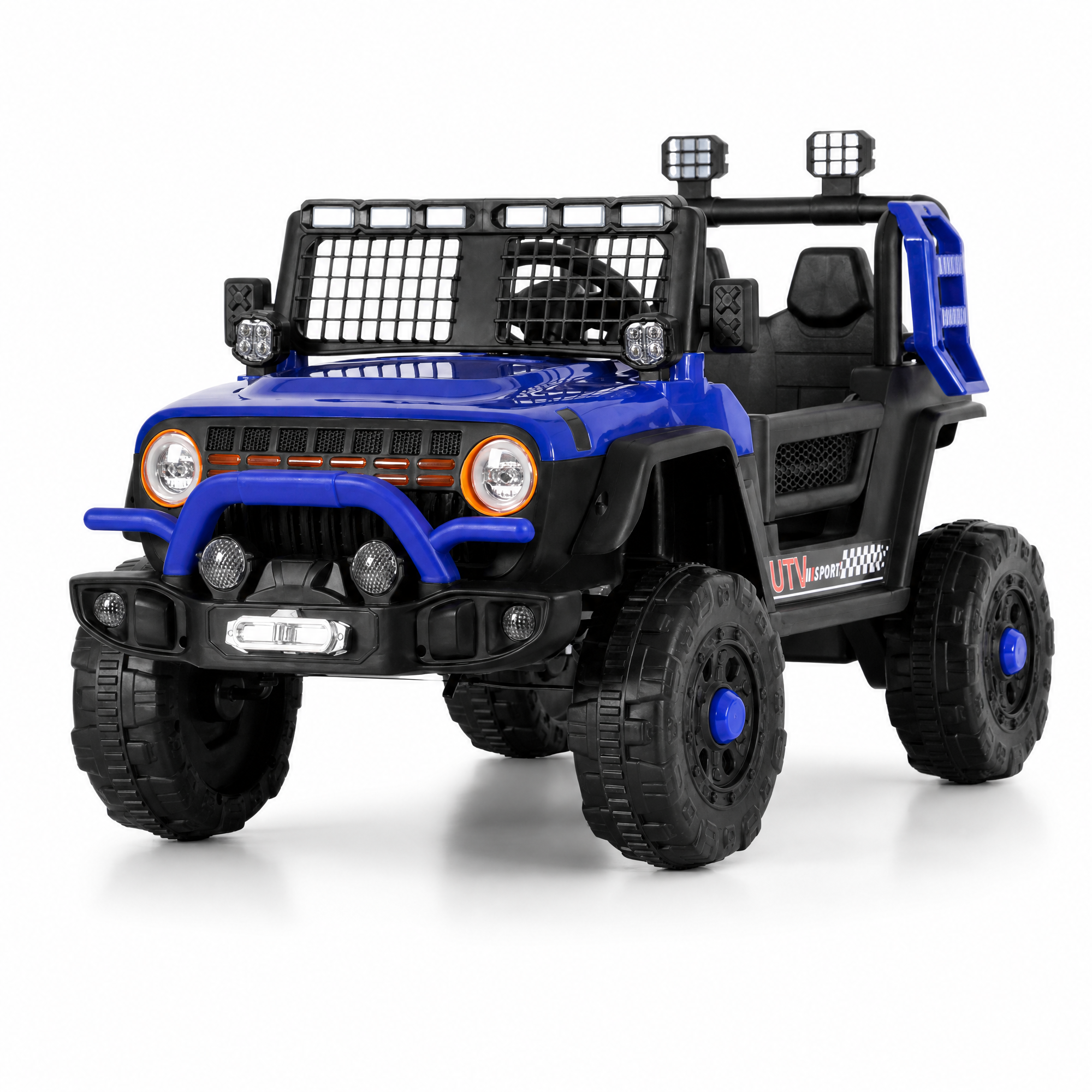 FUPOJH 12V Kids Electric Jeep,2-Seater Ride on Car with Remote Control,Dual Motors,Bluetooth Music,LED Lights