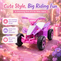 FUPOJH 6V Kids Electric ATV Quad, 4 Wheeler for Kids 3-6, Indoor/Outdoor with Anti-Tip Design