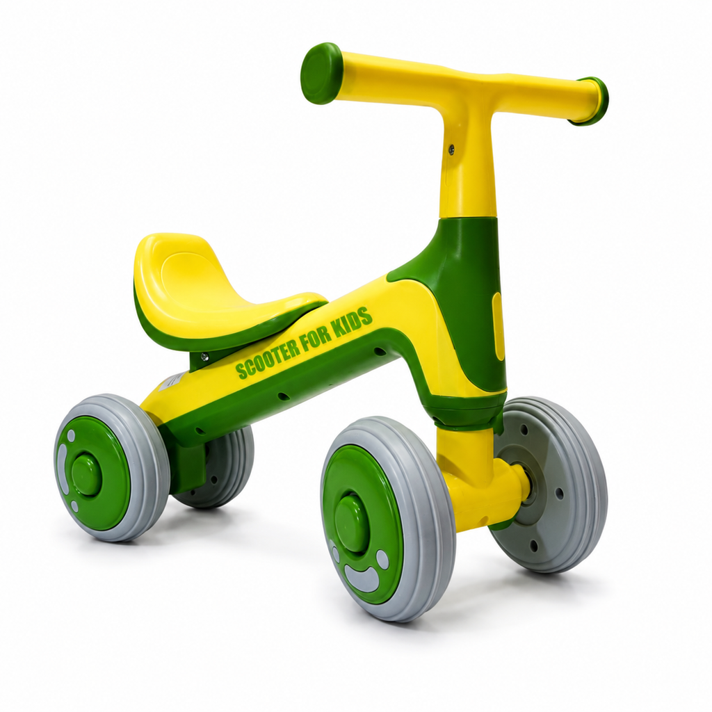 FUPOJH 4-Wheel Baby Balance Bike, Silent EVA Tires, 135° Anti-Tip, Indoor/Outdoor