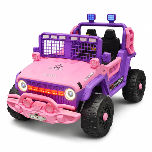 FUPOJH 12V Kids Electric Jeep,2-Seater Ride on Car with Remote Control,Dual Motors,Bluetooth Music,LED Lights