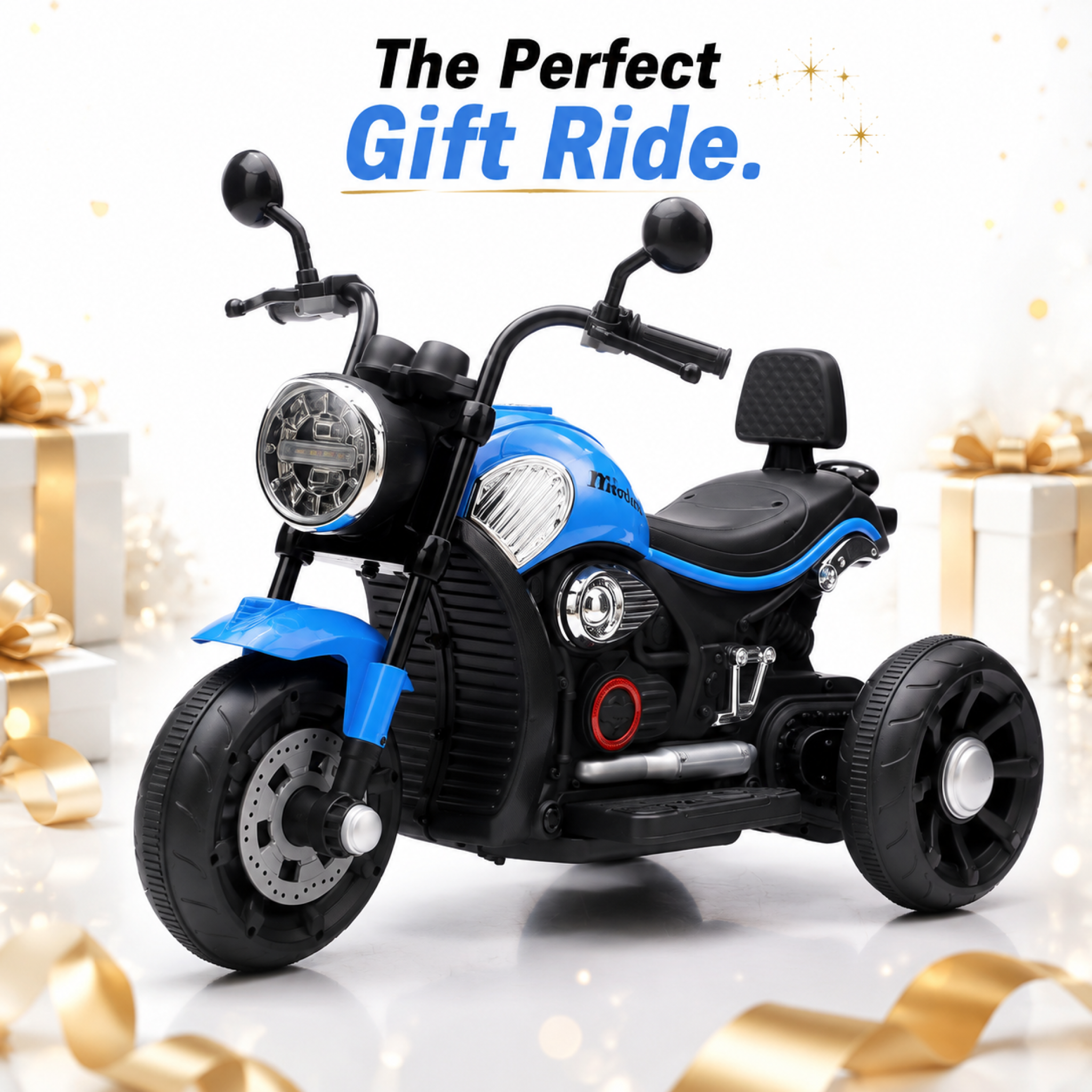FUPOJH 6V 3 Wheel Kids Electric Motorcycle,Battery-Powered Ride-On Toy with LED Lights,Sound System