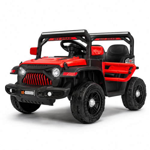FUPOJH 12V Kids' Electric Jeep with Remote Control, LED Lights, and Music, Ride-On Car