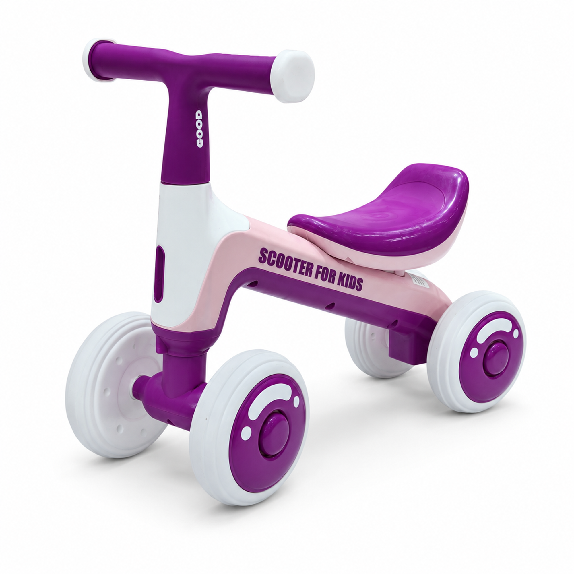 FUPOJH 4-Wheel Baby Balance Bike, Silent EVA Tires, 135° Anti-Tip, Indoor/Outdoor
