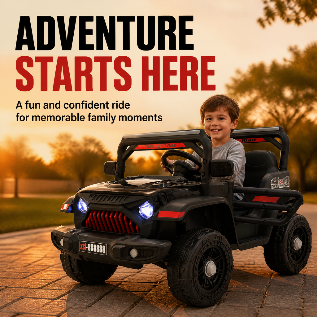 FUPOJH 12V Electric Ride-On Car for Kids | 2.4G Parental Remote Dual Motor 4WD | Bluetooth Music 4-Wheel Suspension | Soft Start All-Terrain Outdoor