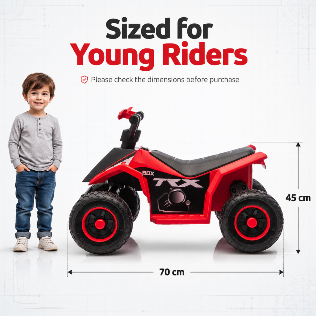FUPOJH 6V Kids Electric ATV Quad, 4 Wheeler for Kids 3-6, Indoor/Outdoor with Anti-Tip Design