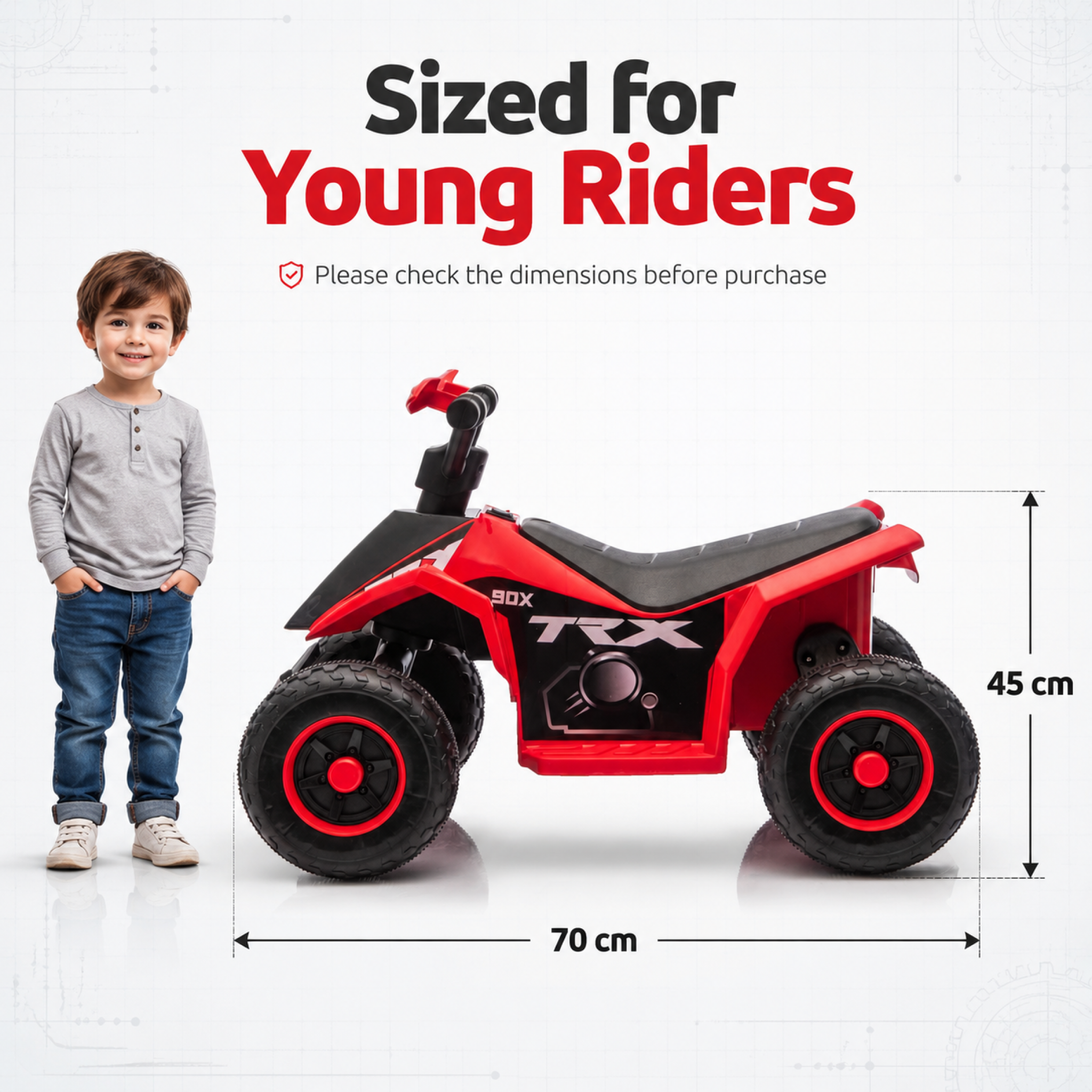 FUPOJH 6V Kids Electric ATV Quad, 4 Wheeler for Kids 3-6, Indoor/Outdoor with Anti-Tip Design