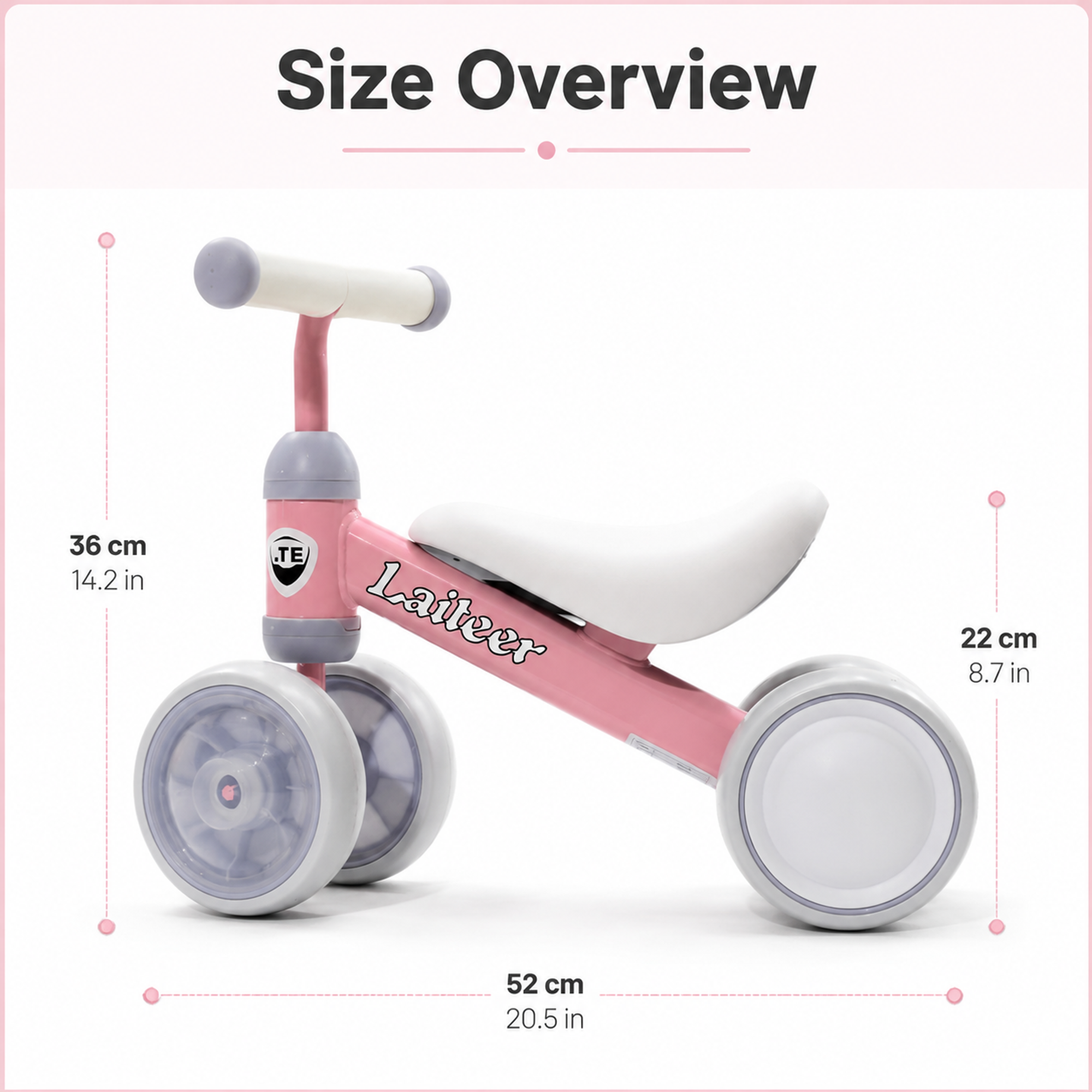 FUPOJH 4-Wheel Baby Balance Bike, Light-Up Wheels, Silent Tires, Indoor Riding Toy, Ages 1-3