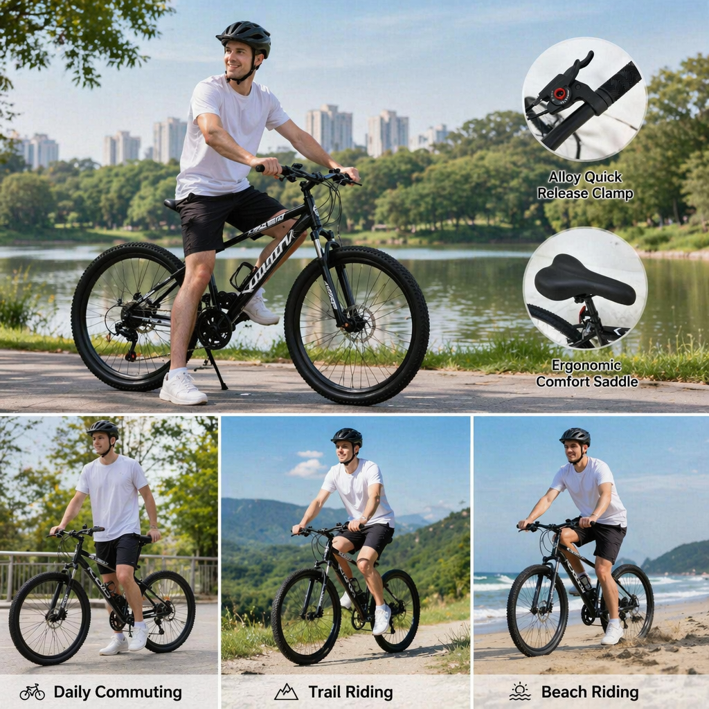 FUPOJH 20 Inch Boys Bike,7-Speed Kids Mountain Bike for Ages 8-12,V-Brakes,Off-Road Tire